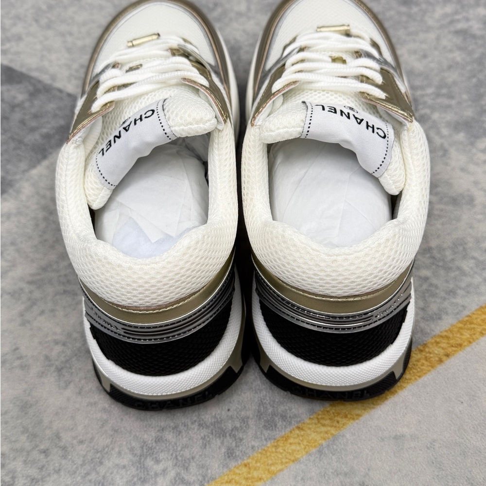 Chanel Women’s White & Gold Athletic Sneaker - Picture 4 of 10